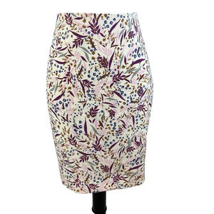 Ann Taylor Skirt size 8 Petite Pink Purple Floral Straight Pencil Knee Suit